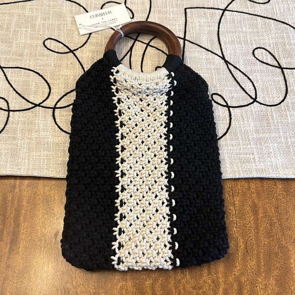 Laude women’s The Label Black and Cream Gabby Macrame Bag - Picture 5 of 10